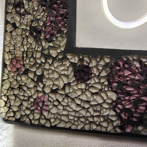 Stonebriar Mosaid Glass Photo Frame 4x6 Butterflies Purple Cream Iridescent Tile - Picture 14 of 15